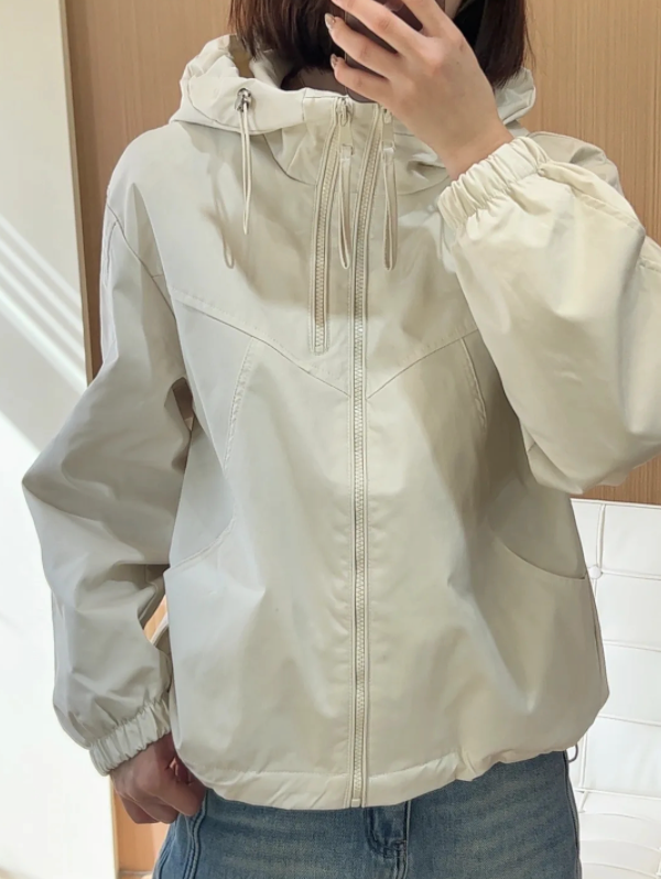 韓版連帽衝鋒衣外套女款春秋季初春款休閒衝鋒衣外套25031702