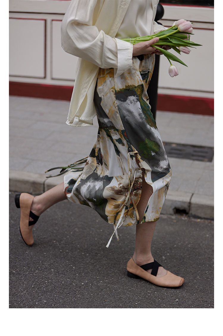 韓版藝術流派油畫復古開衩半身裙女設計感小眾高腰顯瘦新款直筒裙子25040404