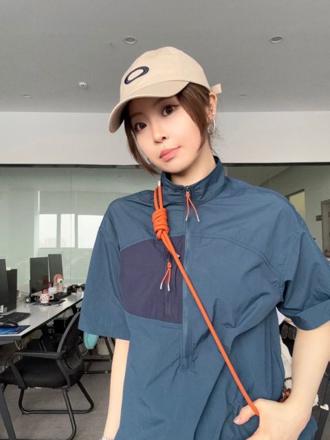 韓版夏季男女款戶外輕量速乾半拉鍊小立領山系風短袖外套潮25071803
