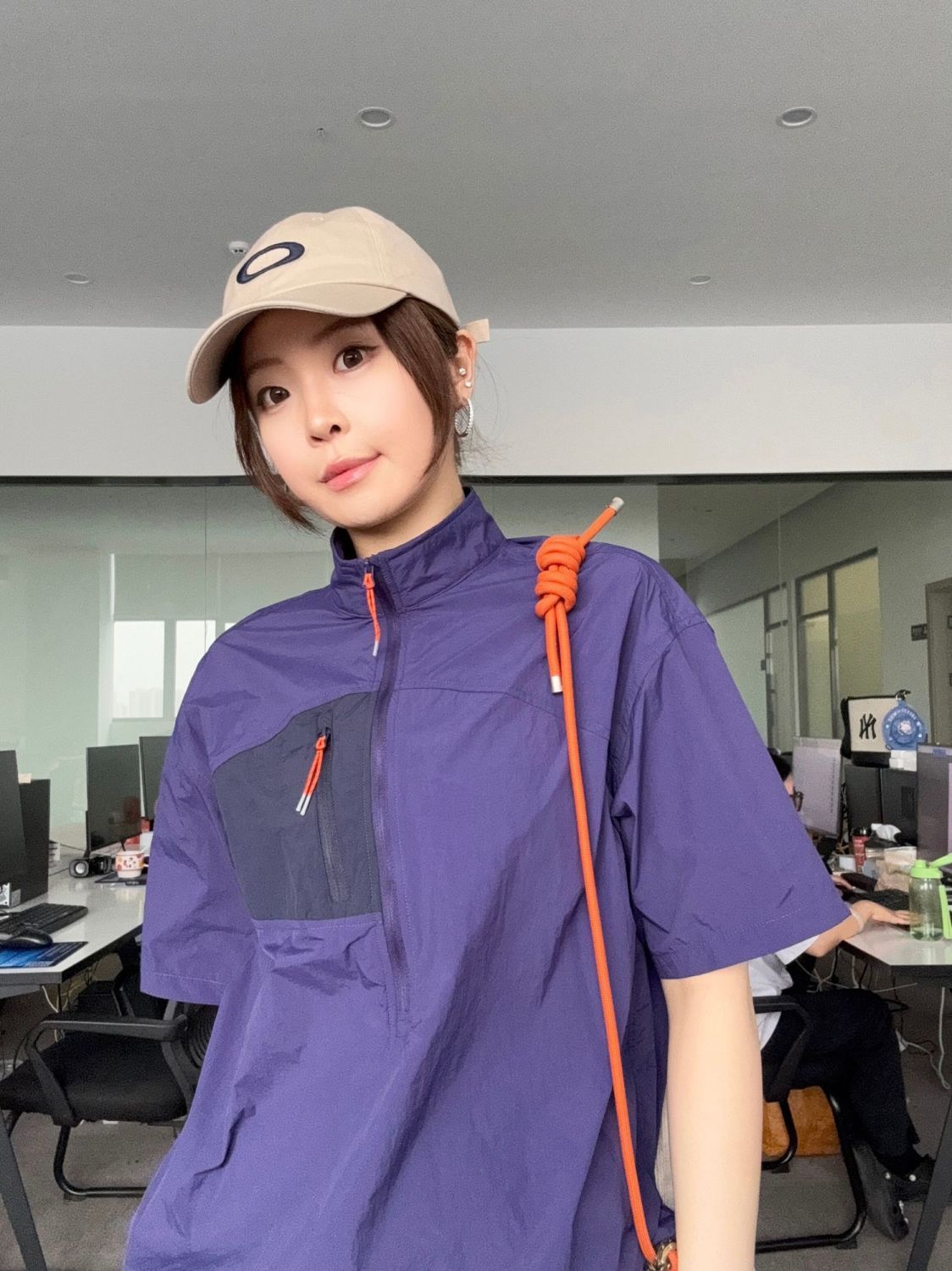 韓版夏季男女款戶外輕量速乾半拉鍊小立領山系風短袖外套潮25071803