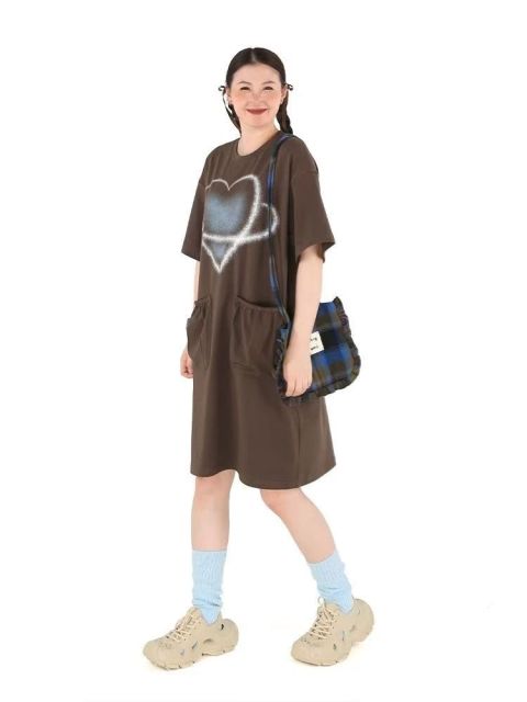 韓版夏季夏裝新款休閒T恤短袖女裝大碼圓領顯瘦連衣裙寬松超仙25072803