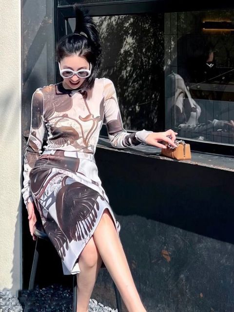 韓版法式高級感長裙絕美別緻獨特的裙子收腰驚艷吊帶連衣裙新款女秋季25081504