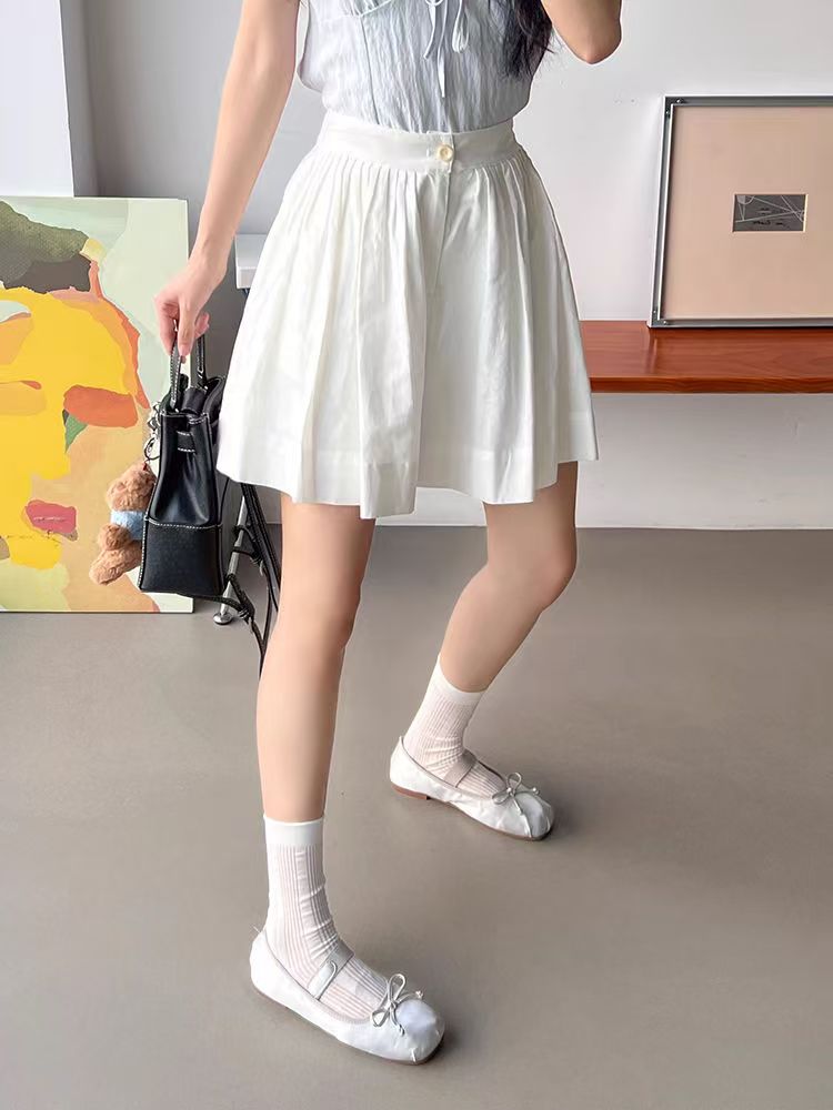 韓版有內襯闊腿褲短褲女夏季薄款褲子寬松超好看小個子裙褲25082803