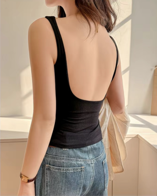 韓版帶胸墊大U美背吊帶背心女夏季內搭洋氣美式無袖外穿性感露背上衣25090301