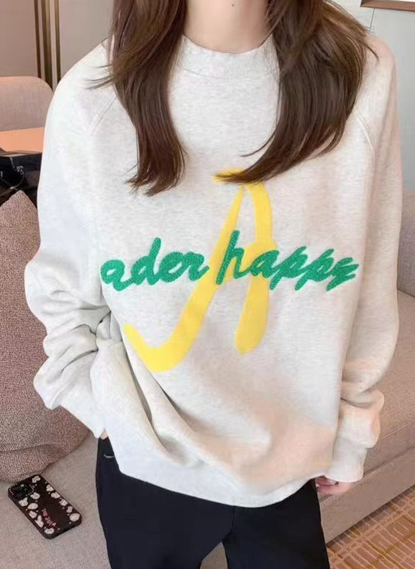 韓版ADER新款內加絨ins字母毛巾繡衛衣韓版圓領百搭寬松休閒秋冬上衣25102503