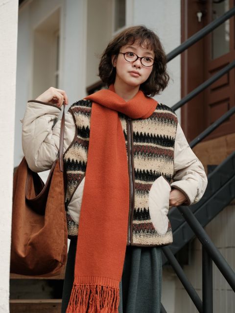 韓版秋季新款小個子保暖馬甲假兩套」搖粒絨拼接新雪麗棉服25110604