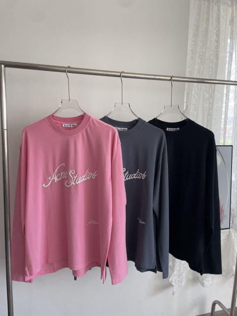 韓版新款珠地寬松立體刺繡字母徽標男女圓領美式風休閒ins長袖打底T恤25110801