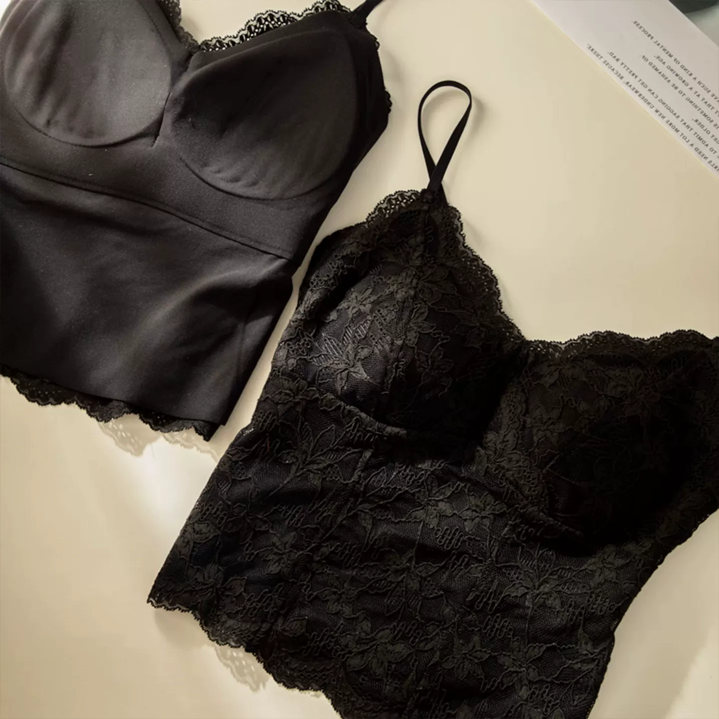 韓版法式蕾絲磨毛保暖背心女新款帶胸墊內搭外穿一體吊帶打底上衣25111104