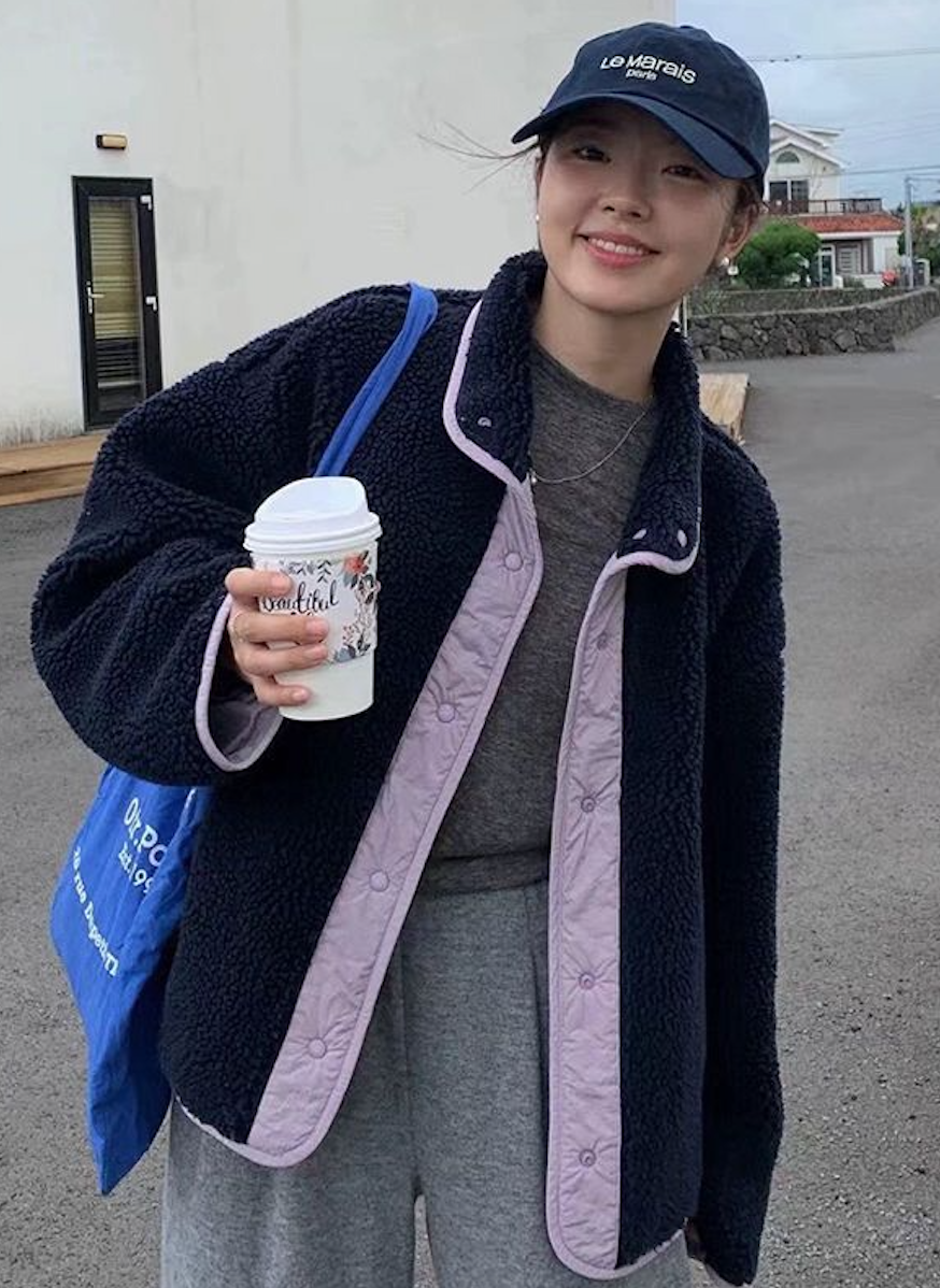 韓版兩面穿羊羔毛棉衣外套女冬季高級感休閒減齡夾棉加厚保暖棉服上衣25111403