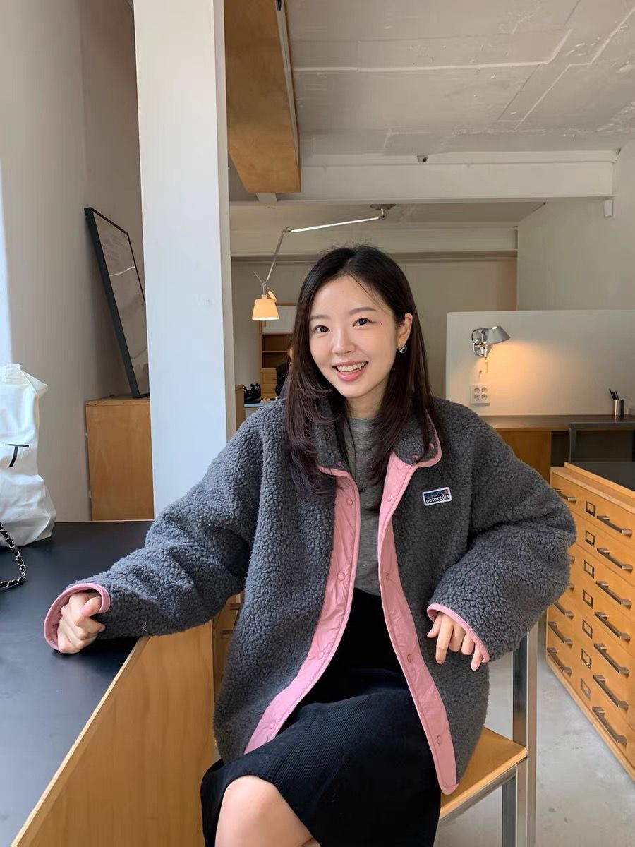 韓版兩面穿羊羔毛棉衣外套女冬季高級感休閒減齡夾棉加厚保暖棉服上衣25111403