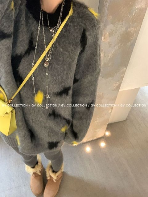 港版itCHOC**LATE秋冬季洋氣時尚寬松百搭針織衫女圓領長袖套頭毛衣25120701