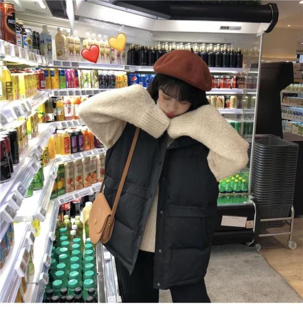 韓國馬甲女羽絨棉秋冬加厚學生外搭保暖短款坎肩外套韓版寬松麵包背心25121801