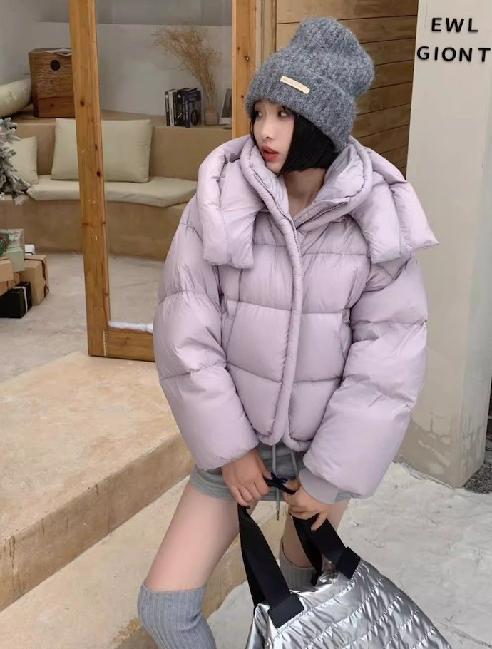 韓國寬松立領連帽加厚棉服女短款冬季高級感保暖麵包服外套25122803