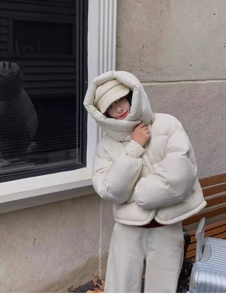 韓國寬松立領連帽加厚棉服女短款冬季高級感保暖麵包服外套25122803