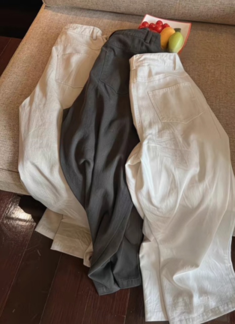 韓系美式復古高腰工裝褲女mm抽繩設計寬松休閒闊腿拖地長褲26032004