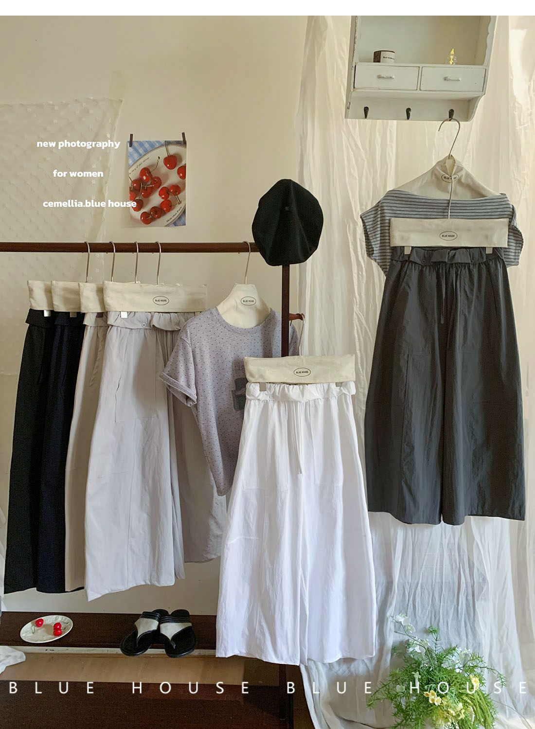 韓系純色花邊腰鬆緊高腰闊腿氣球褲女夏速乾寬松遮胯七八分休閒褲26042305