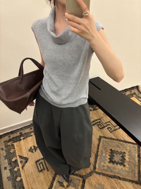 韓系性感蕩領針織衫女新款百搭洋氣內搭修身顯瘦無袖T恤上衣26042401