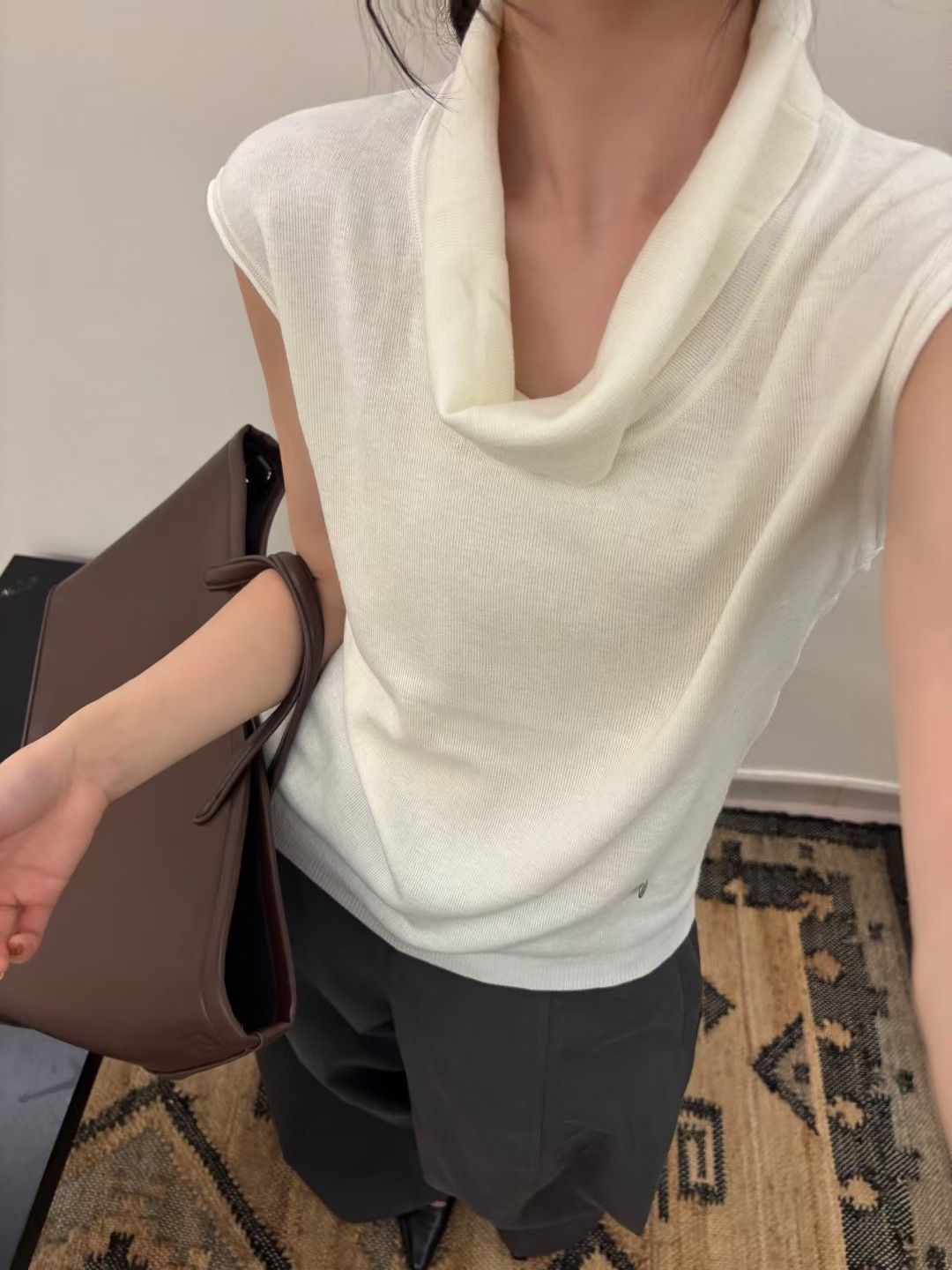 韓系性感蕩領針織衫女新款百搭洋氣內搭修身顯瘦無袖T恤上衣26042401