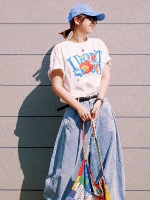 韓系減齡印花遮肉美式休閒純棉簡約夏季新款短袖油畫顯瘦上衣女26042502