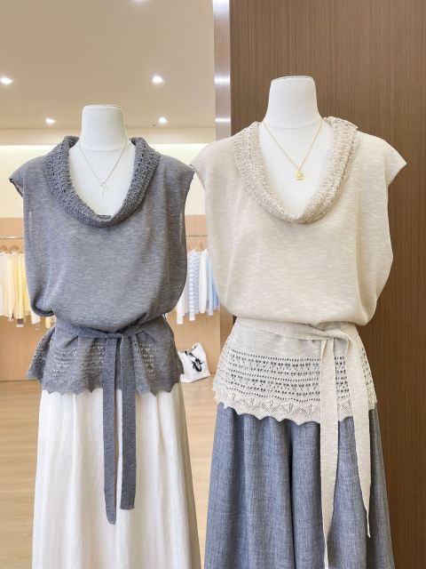 韓系設計感鏤空系帶無袖蕩領針織衫背心女裝夏季新款時髦獨特別緻上衣26042601