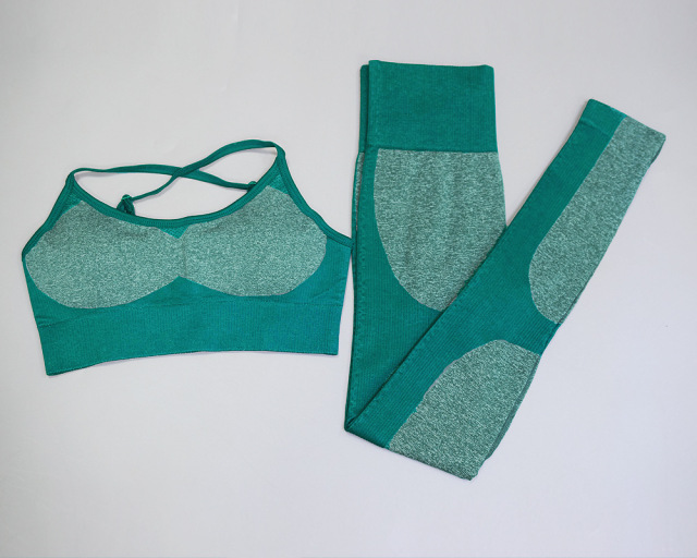 Seamless three-color spliced Yoga suit