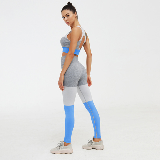 Seamless three-color spliced Yoga suit