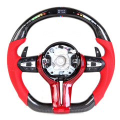 AotoKoop Racing Car Modify Steering wheel fit for BMW M3 F30 F80 M2 M4 LED Shift Light Carbon Fiber Steering Wheel TRIM