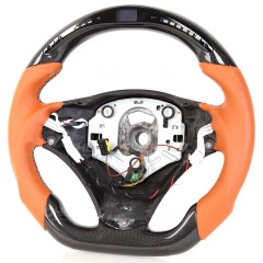 AotoKoop Heated LED Racing Shift Light Carbon Fiber Custom Steering Wheels Fit For BMW M3 E90 E92 E93 Car Steering Wheel
