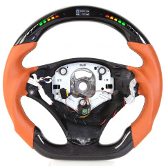 AotoKoop Heated LED Racing Shift Light Carbon Fiber Custom Steering Wheels Fit For BMW M3 E90 E92 E93 Car Steering Wheel