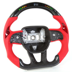 AotoKoop LED Performance Modify Steering Wheel Compatible with Dodge Hellcat Real Carbon Fiber Steering Wheel