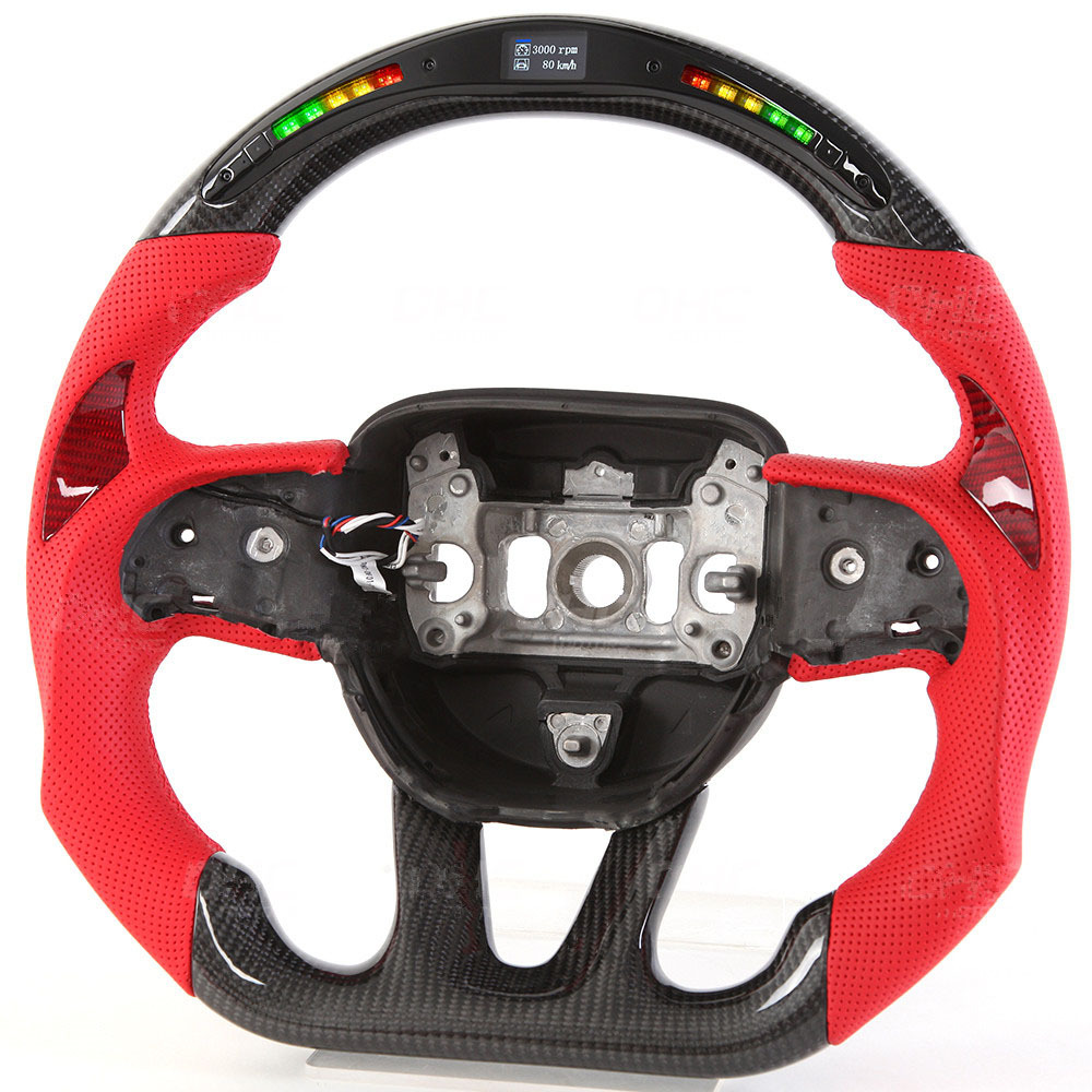 AotoKoop LED Performance Modify Steering Wheel Compatible with Dodge Hellcat Real Carbon Fiber Steering Wheel