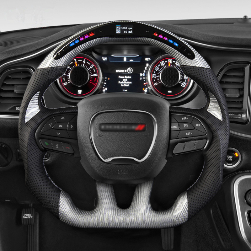 Customzied LED Sport Carbon Fiber Steering Wheel Fit for Dodge Charger Chargersrt Challengersr AotoKoop