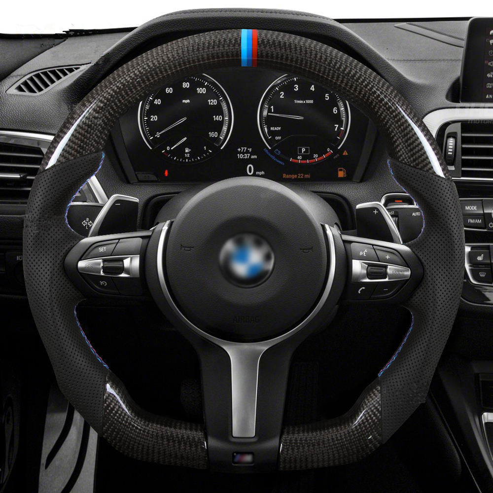 Real Carbon Fiber Steering Wheel M Performance Compatible with BMW F30 F35 F80 F15 F16 F25 M2 M3 M4 AotoKoop