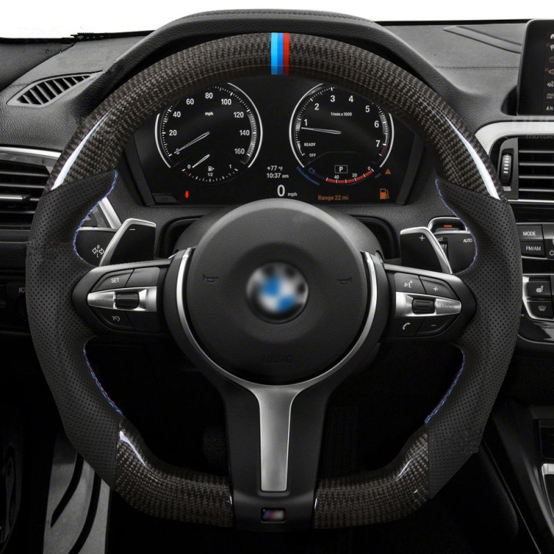 Real Carbon Fiber Steering Wheel M Performance Compatible with BMW F30 F35 F80 F15 F16 F25 M2 M3 M4 AotoKoop