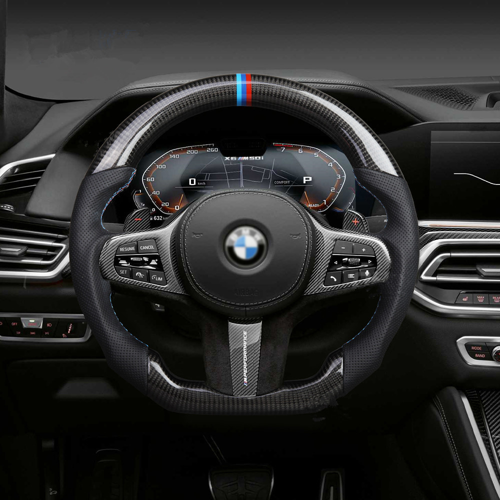 Real Carbon Fiber Steering Wheel for BMW 5 6 X3 X4 G30 G31 G32 G38 G01 G02 M Steering Wheel AotoKoop