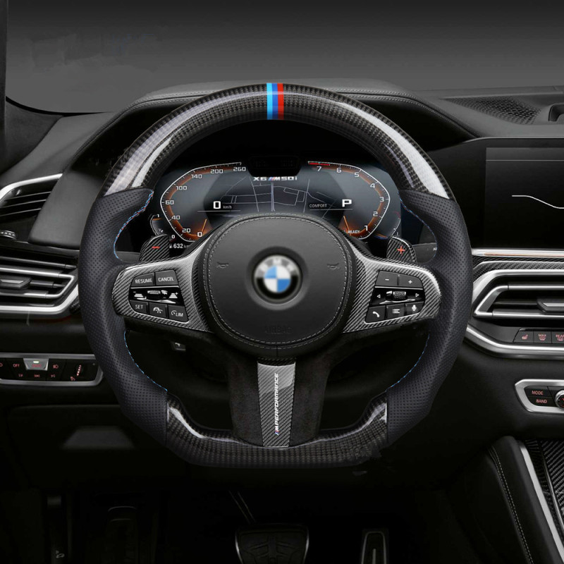 Real Carbon Fiber Steering Wheel for BMW 5 6 X3 X4 G30 G31 G32 G38 G01 G02 M Steering Wheel AotoKoop