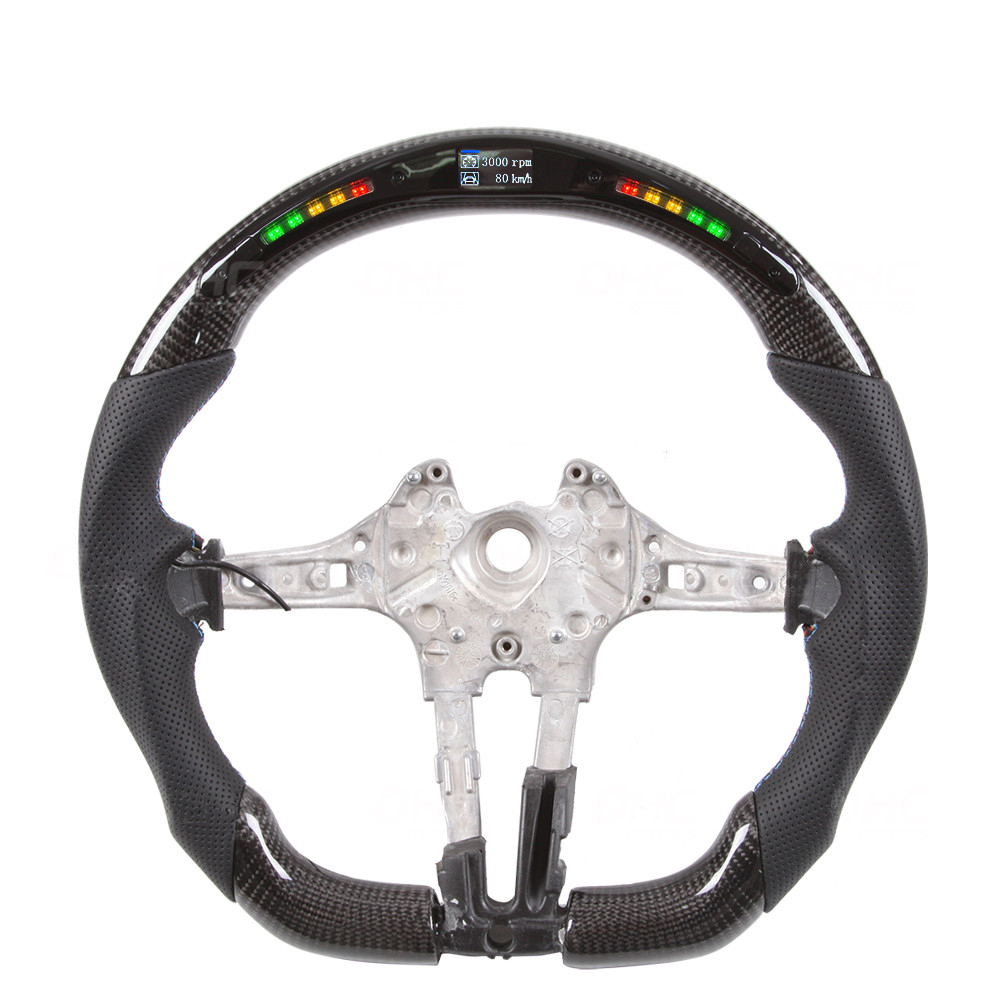 Racing Car Modify Steering Wheel LED Smart Carbon Fiber Steering Wheel M Performance Compatible with BMW F30 F35 F80 F15 F16 F25 M2 M3 M4
