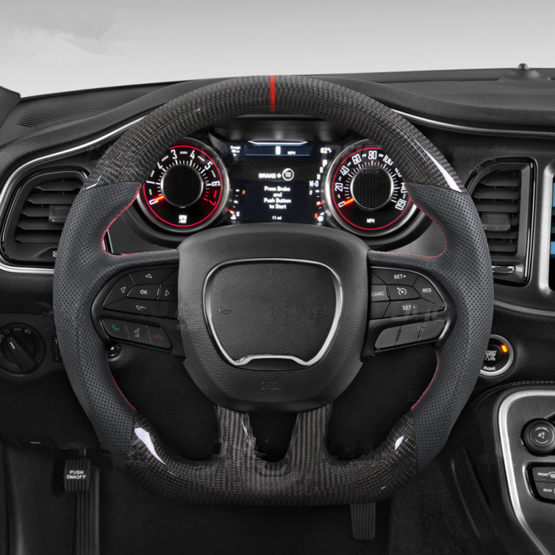 Real Carbon Fiber Steering Wheel Custom car steering wheel for Dodge Charger Challenger Hellcat SRT 2015-2019