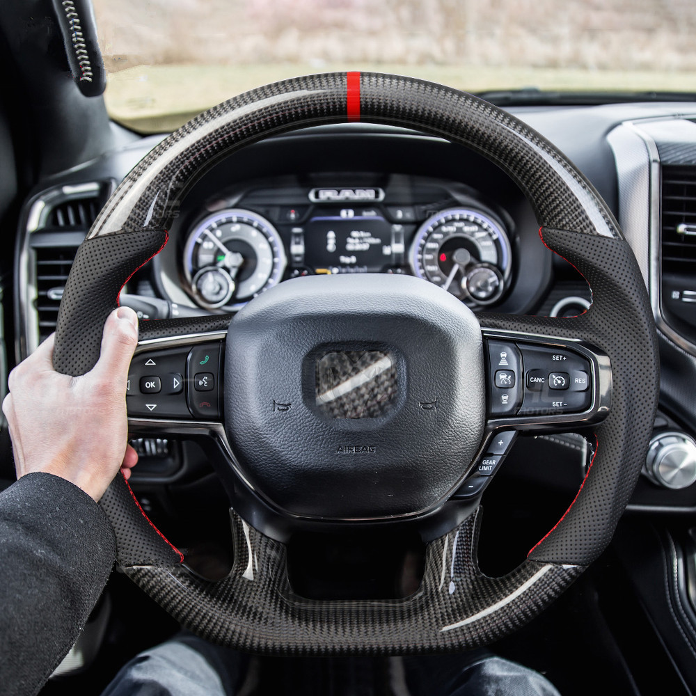 Carbon Fiber Steering Wheel Compatible with Dodge RAM 2019-2021 Car Model AotoKoop