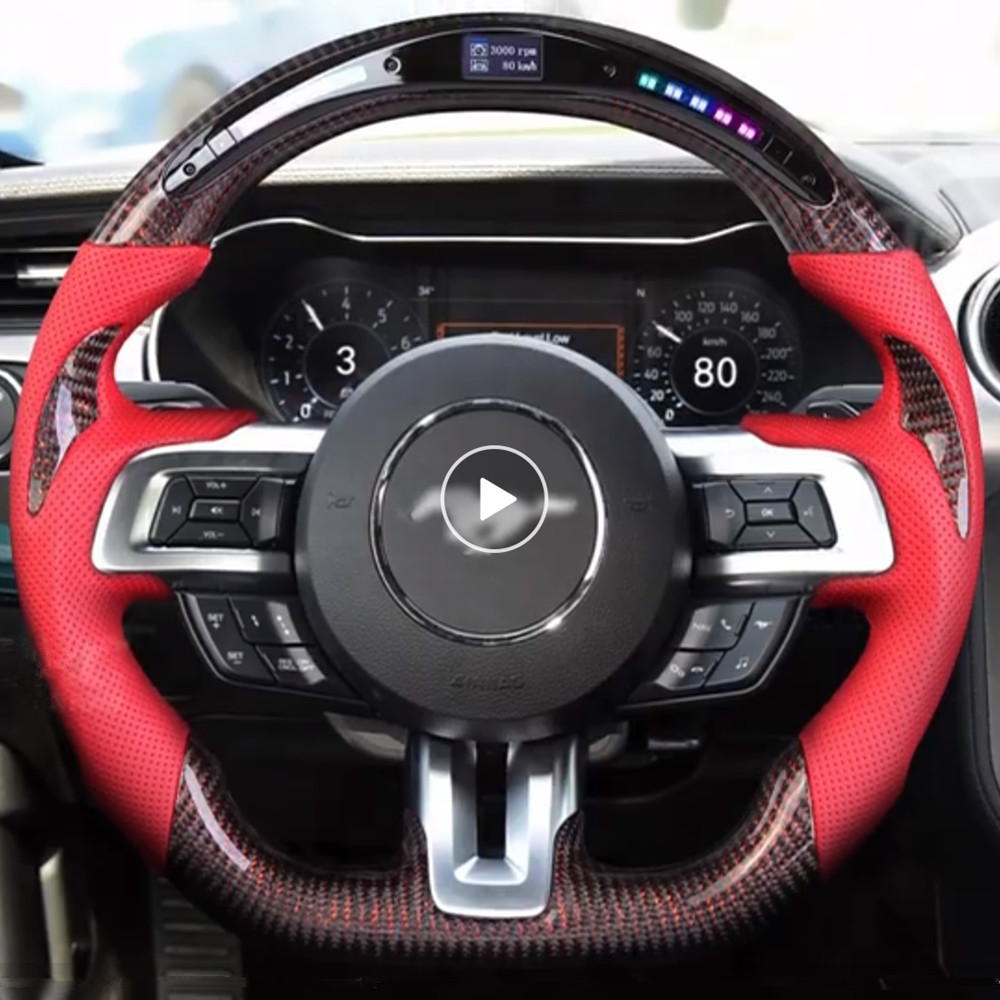 Car Parts Accessories Racing Steering Wheel LED Carbon Fiber Steering Wheel fit for Ford Mustang 2015-2017, AotoKoop Modify Steering Wheel