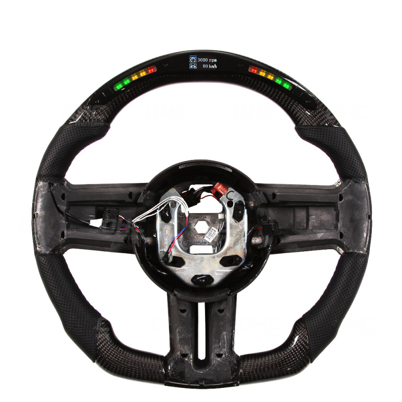 Real Carbon Fiber LED Racing Wholesale Factory provided Custom Car Steering Wheel Compatible with Ford Mustang 2010-2014 AotoKoop