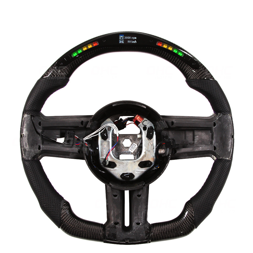 LED Smart real 100% Carbon Fiber Steering Wheel Compatible with Ford Mustang 2010-2014, Modify Steering Wheel