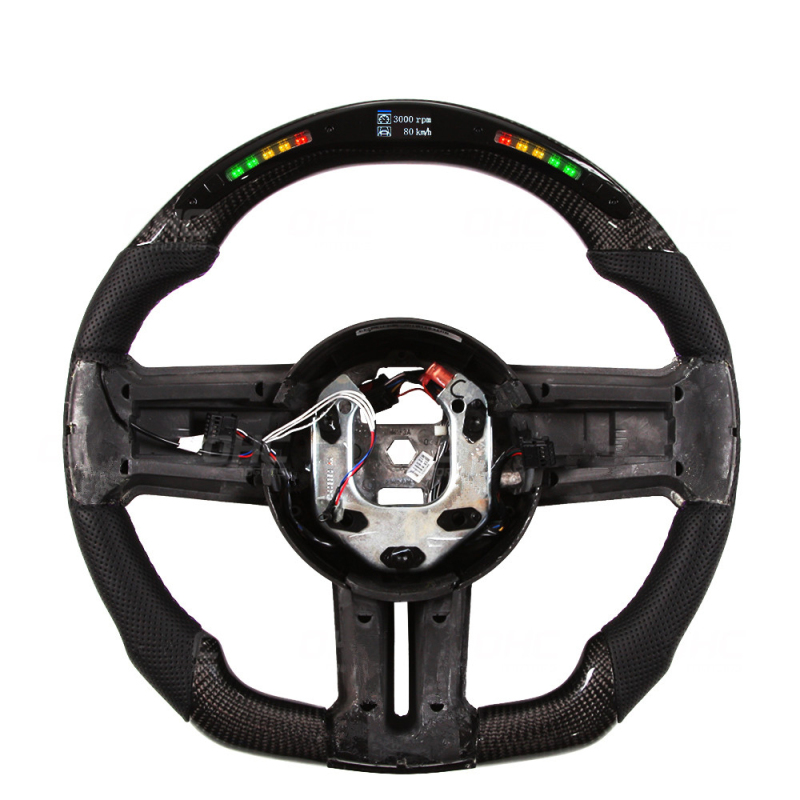 LED Smart real 100% Carbon Fiber Steering Wheel Compatible with Ford Mustang 2010-2014, Modify Steering Wheel