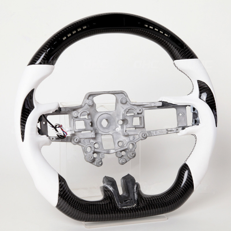 AotoKoop Fancy Design LED Shift Light Racing Real Carbon Fiber Steering Wheel, Compatible with Ford mustang GT 2020