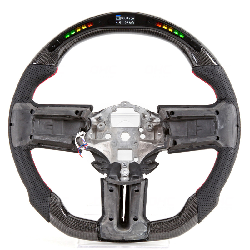 Real Carbon Fiber LED Racing Wholesale Factory provided Custom Car Steering Wheel Compatible with Ford Mustang 2010-2014 AotoKoop