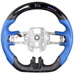 Customized Modify Steering Wheels, Matte Forged Carbon fiber LED Performance Car Steering Wheel, Compatible with Ford Mustang Real Carbon Fiber Steering