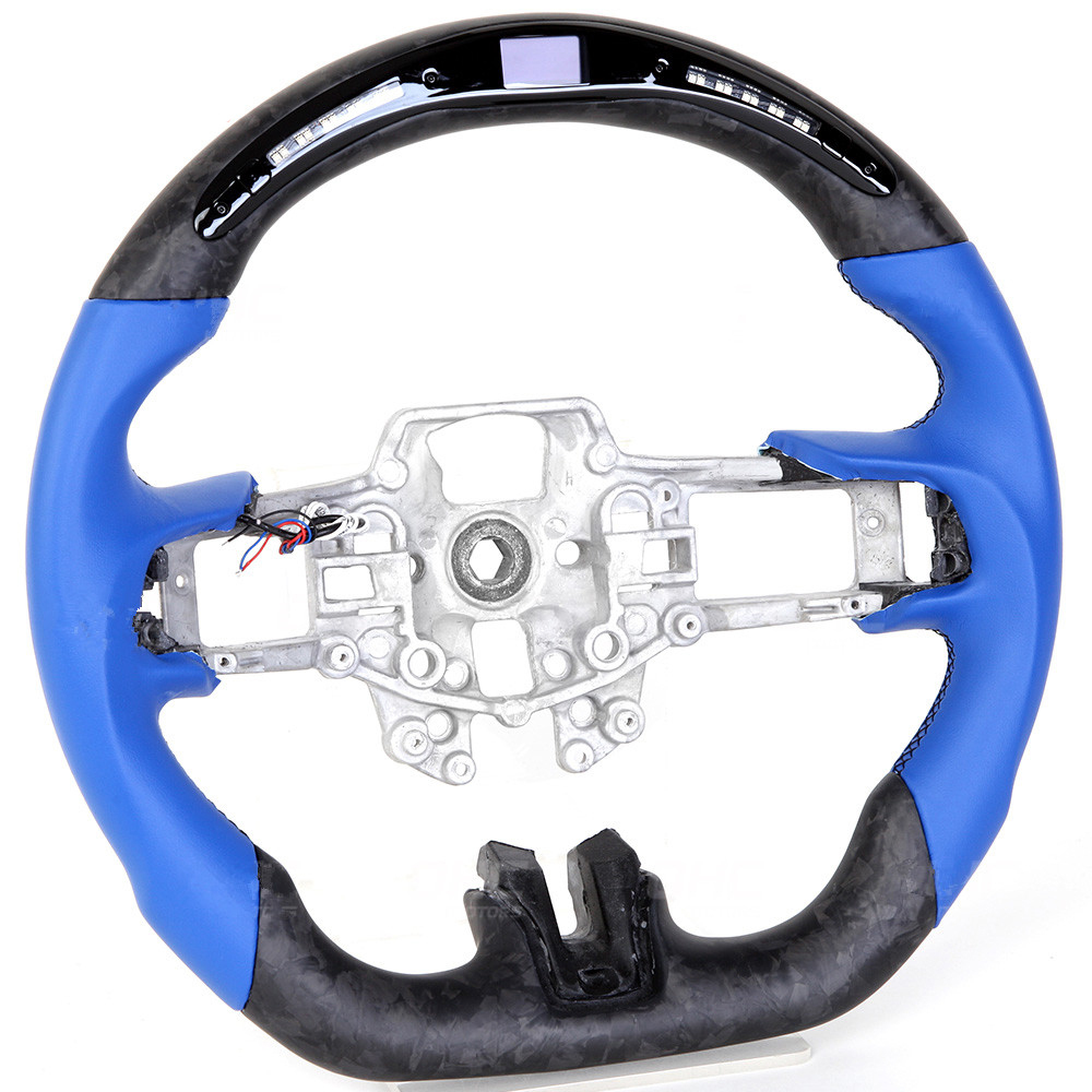 Customized Modify Steering Wheels, Matte Forged Carbon fiber LED Performance Car Steering Wheel, Compatible with Ford Mustang Real Carbon Fiber Steering
