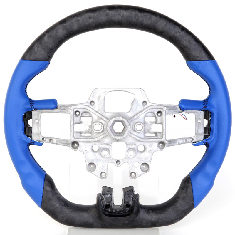 Customized Modify Steering Wheels, Matte Forged Carbon fiber LED Performance Car Steering Wheel, Compatible with Ford Mustang Real Carbon Fiber Steering