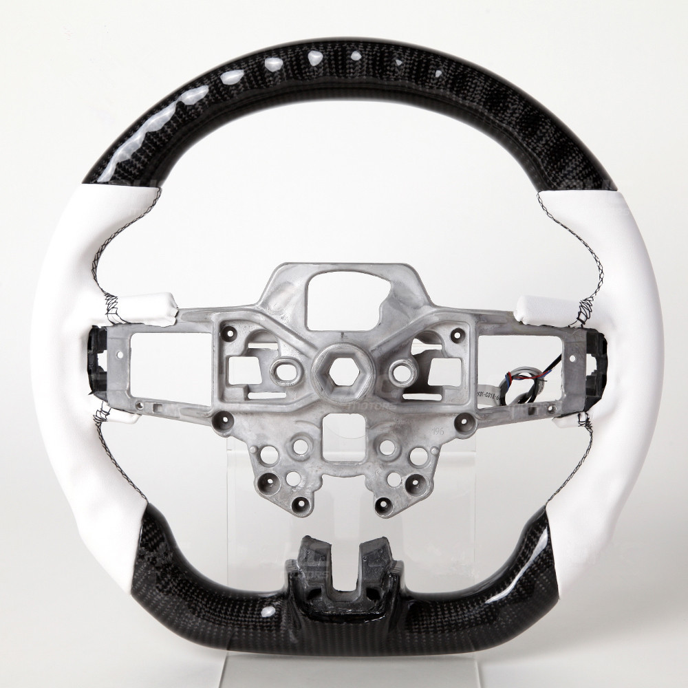 AotoKoop Fancy Design LED Shift Light Racing Real Carbon Fiber Steering Wheel, Compatible with Ford mustang GT 2020