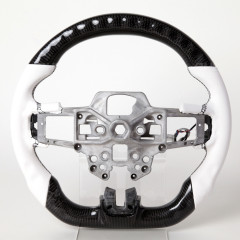 AotoKoop Fancy Design LED Shift Light Racing Real Carbon Fiber Steering Wheel, Compatible with Ford mustang GT 2020